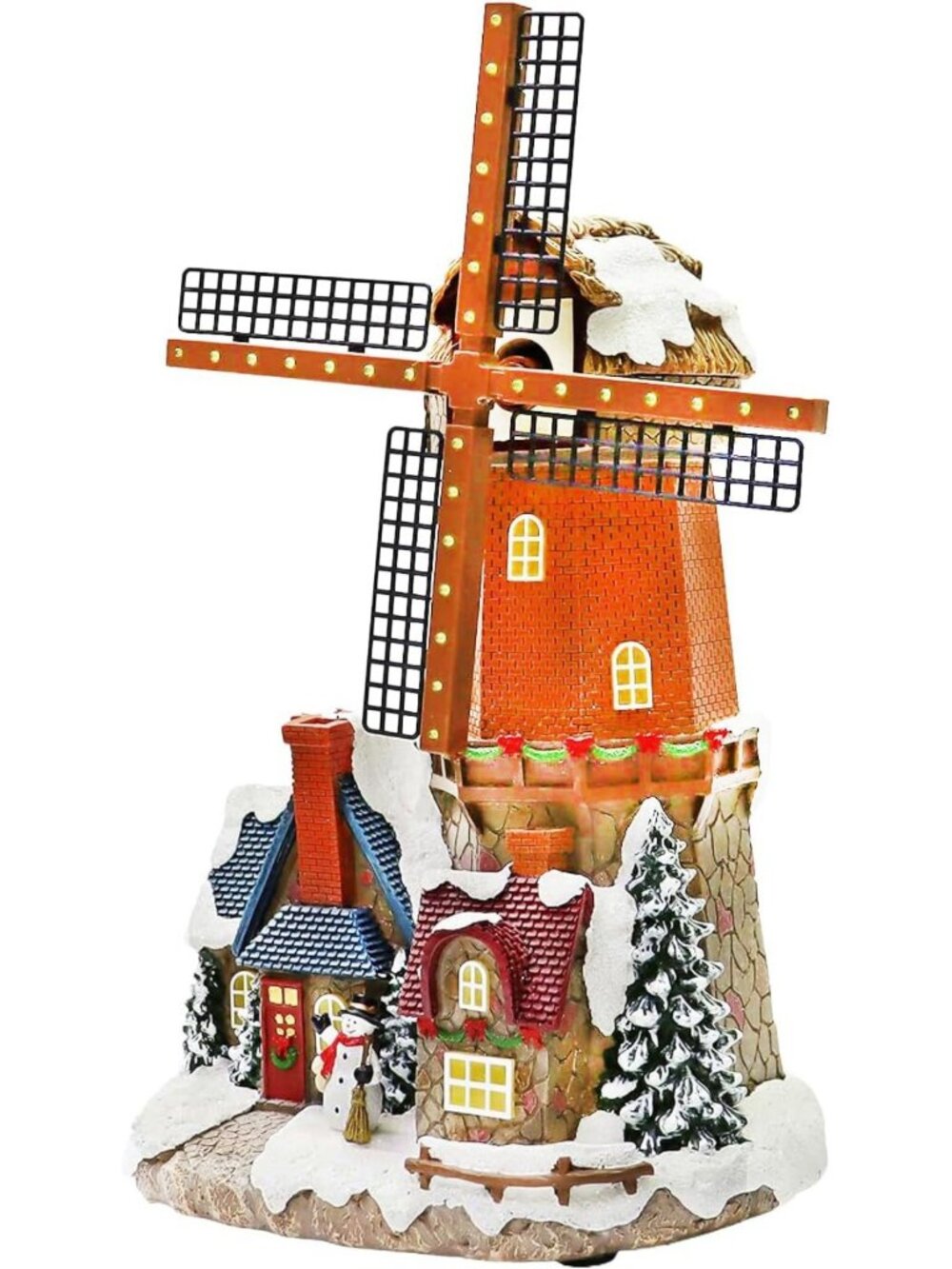 MOMENTS IN TIME Lighted Windmill Christmas Village Building LED Lights